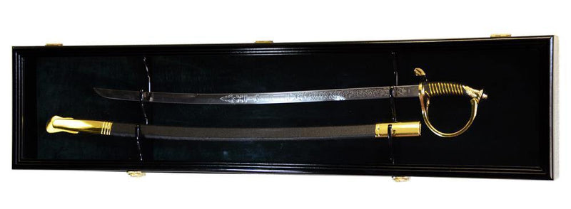 1 Sword and Scabbard Display Case Cabinet - Black Black Background - sfDisplay.com