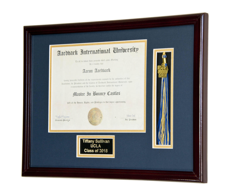 Diploma and Graduation Tassel Display Frame (w/ Custom Matting Colors) - sfDisplay.com