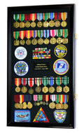 Large Military Medals, Pins, Patches, Insignia, Ribbons, Flag Display Case Cabinet - sfDisplay.com