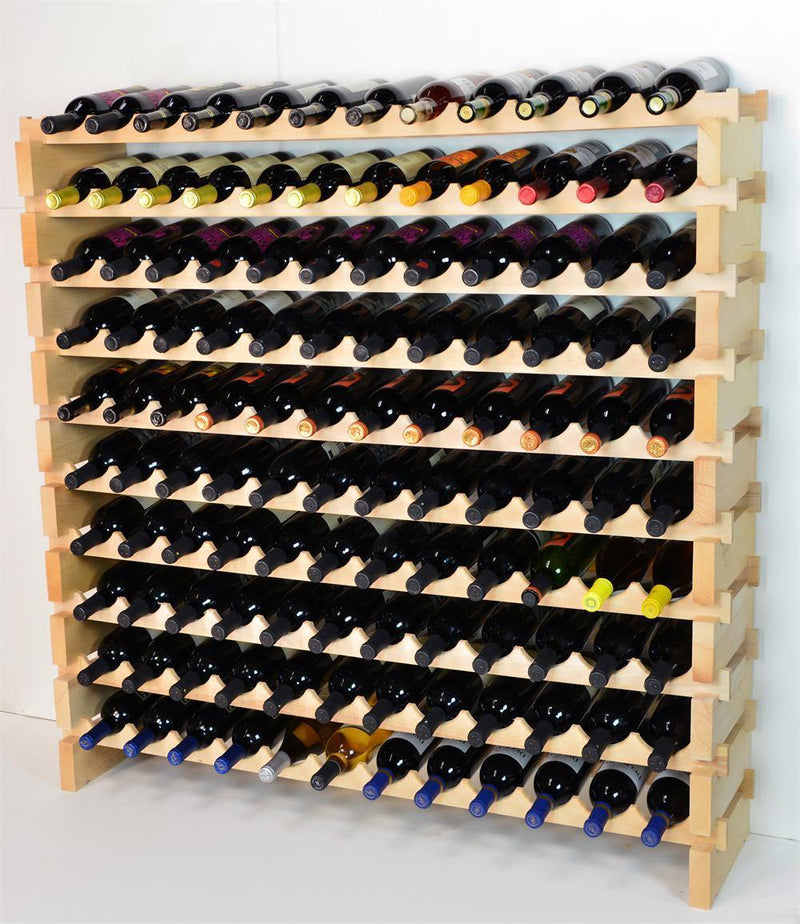 12X Bottles Pine Wood Modular Wine Rack Stackable (12 Bottles per Row) - sfDisplay.com