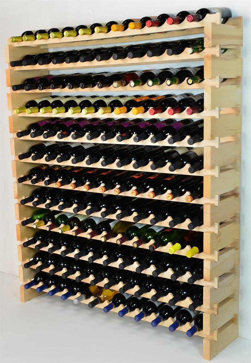 12X Bottles Pine Wood Modular Wine Rack Stackable (12 Bottles per Row) - sfDisplay.com