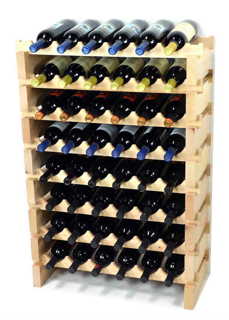 6X Bottles Beech Hardwood Modular Wine Rack Stackable (6 Bottles per Row) - sfDisplay.com