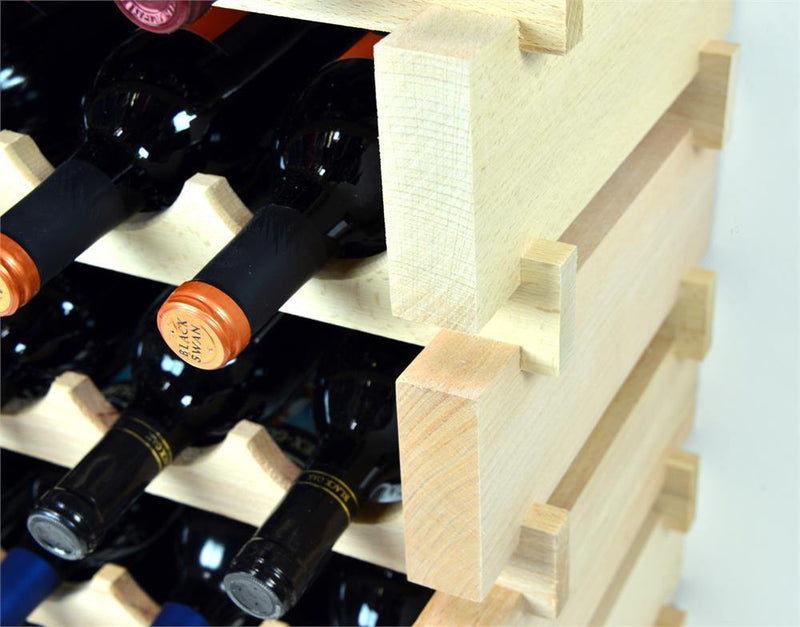 12X Bottles Beech Hardwood Modular Wine Rack Stackable (12 Bottles per Row) - sfDisplay.com
