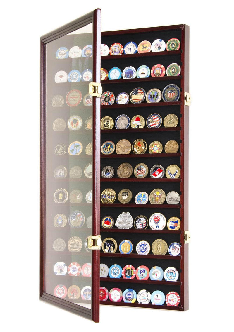 Large Military Challenge Coin Display Case Cabinet