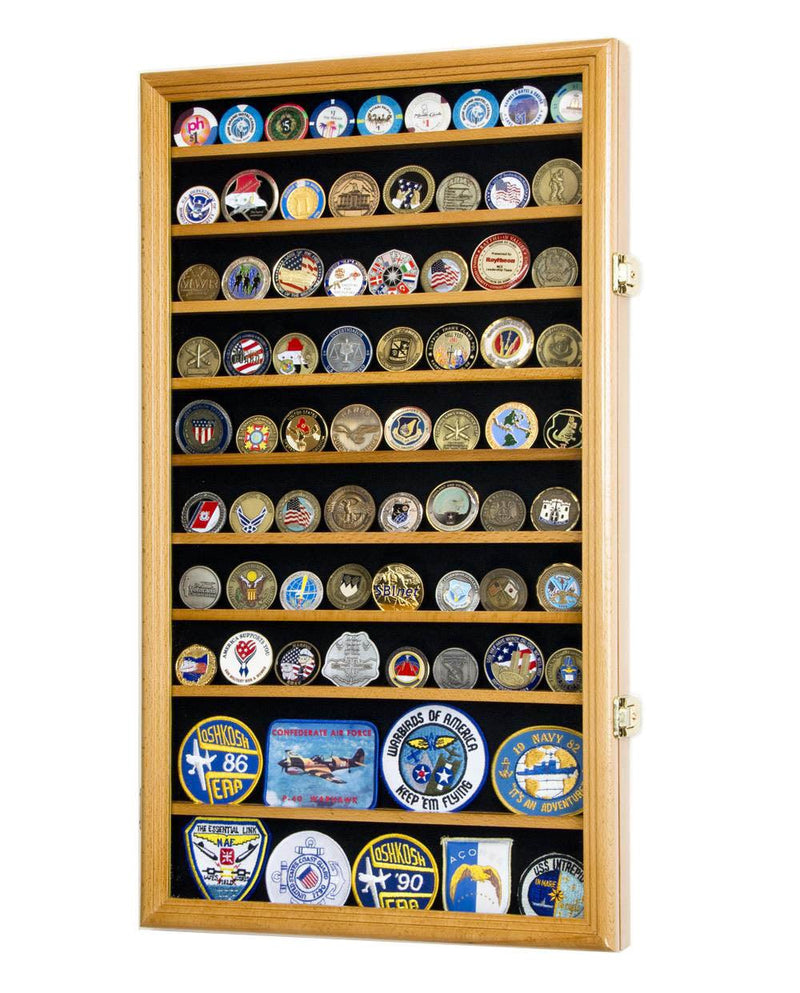 Large Military Challenge Coin Display Case Cabinet