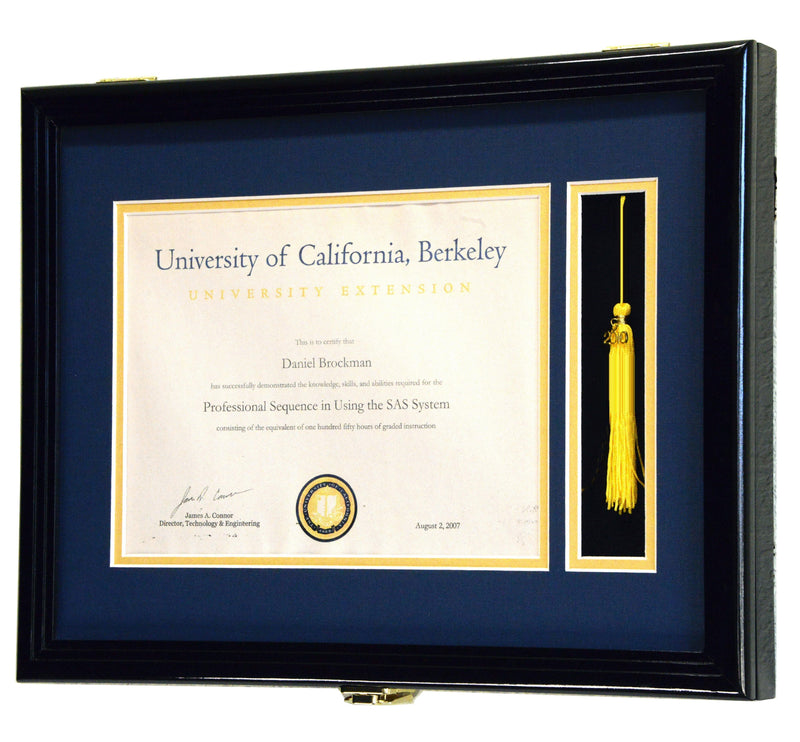 Diploma and Graduation Tassel Display Case Cabinet (w/ Custom Matting Colors) - sfDisplay.com