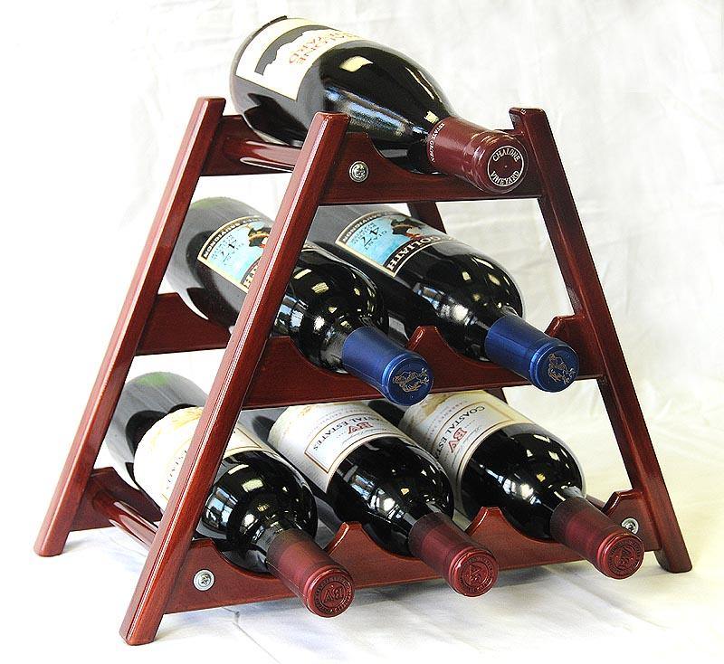 6 Bottles Hardwood Wine Stand / Rack - sfDisplay.com