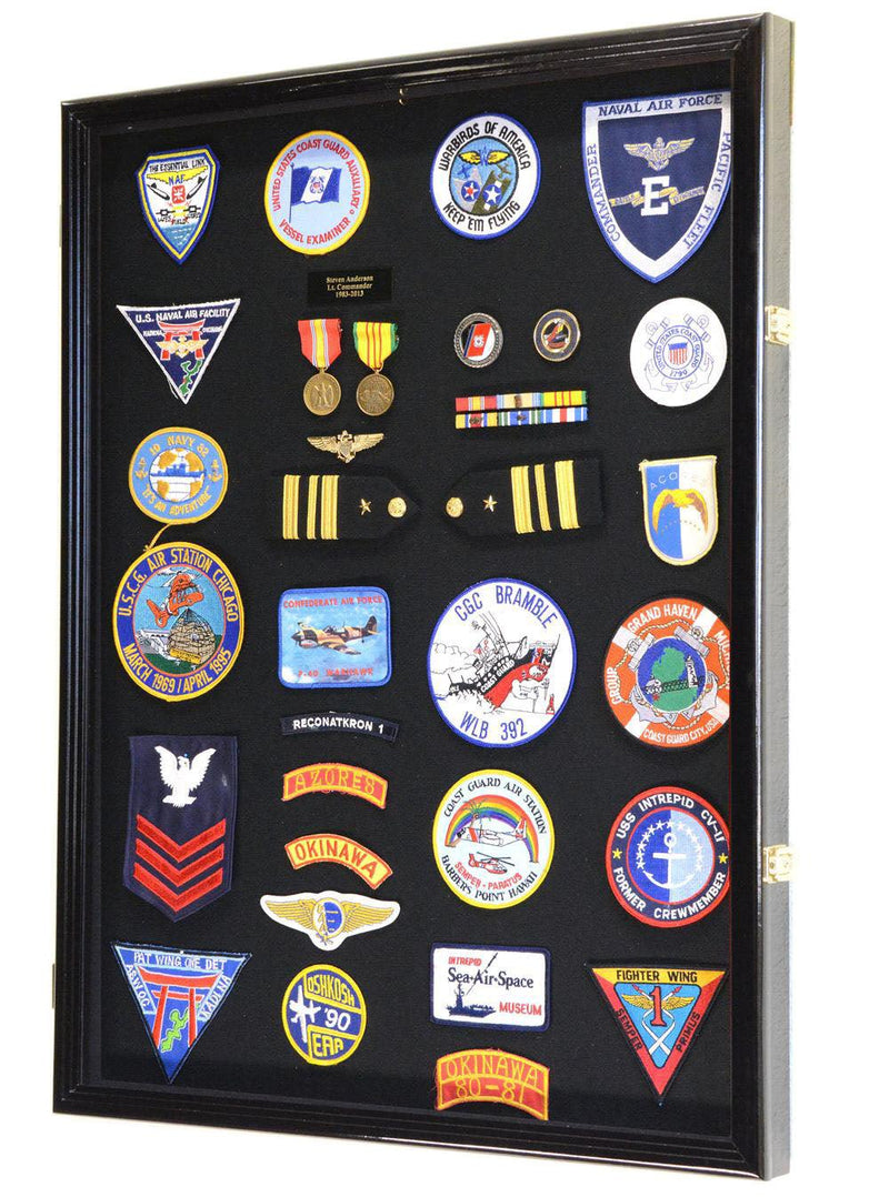 XL Military Medals, Pin, Patches, Badges, Ribbon, Insignia, Buttons, Flag Display Case Cabinet